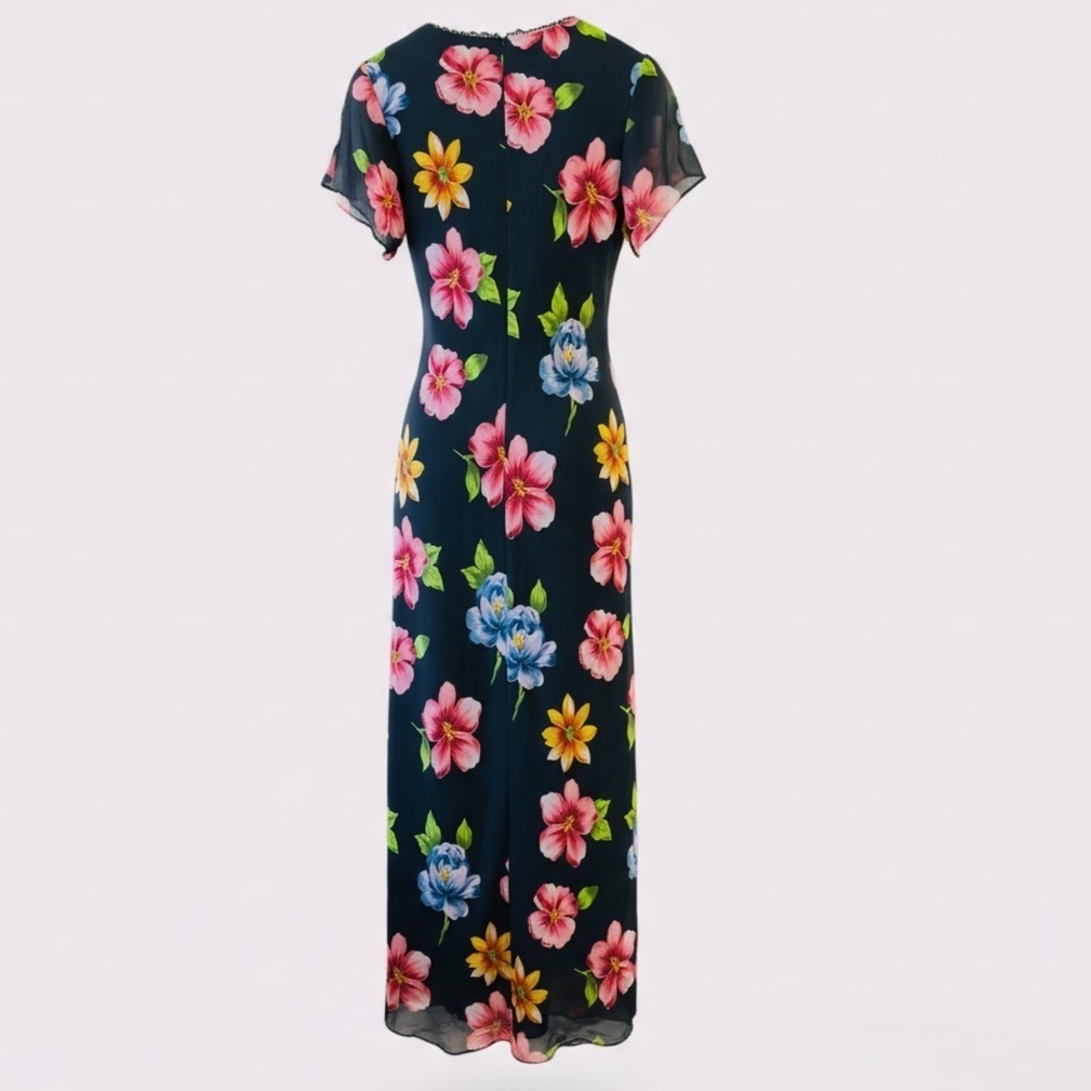 VTG Mary Fadden Collection Floral Chiffon Maxi Dress Size 12 V-Neck Y2K, 1990’s - Picture 4 of 13